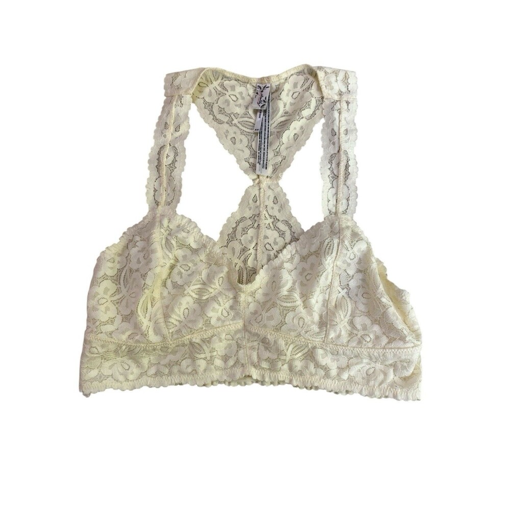 Free People Galloon Lace Racer Back Pullover Bra Size M Yellow 36B